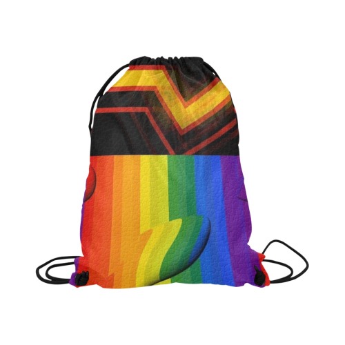 Rubber  Pride Flag Pop Art by Nico Bielow Large Drawstring Bag Model 1604 (Twin Sides)  16.5"(W) * 19.3"(H)