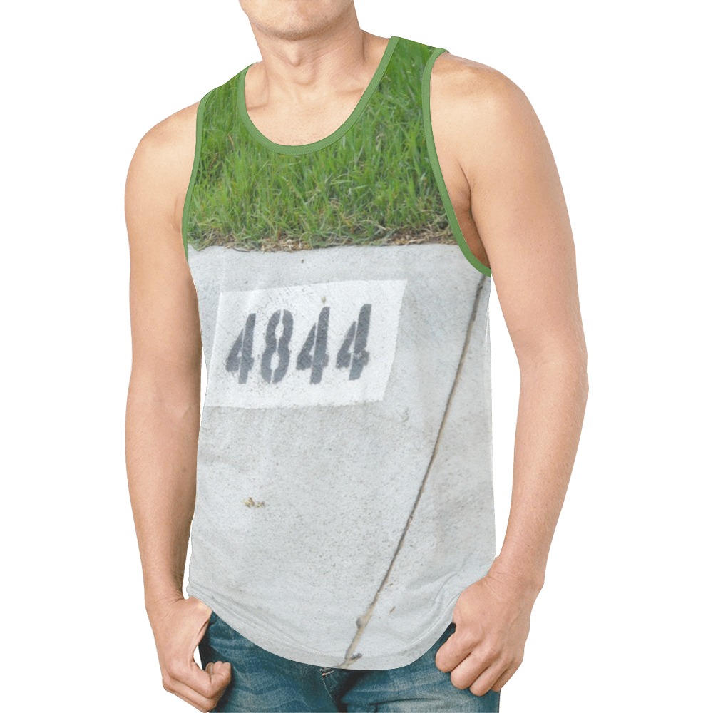 Street Number 4844 with Bright Green Collar New All Over Print Tank Top for Men (Model T46)