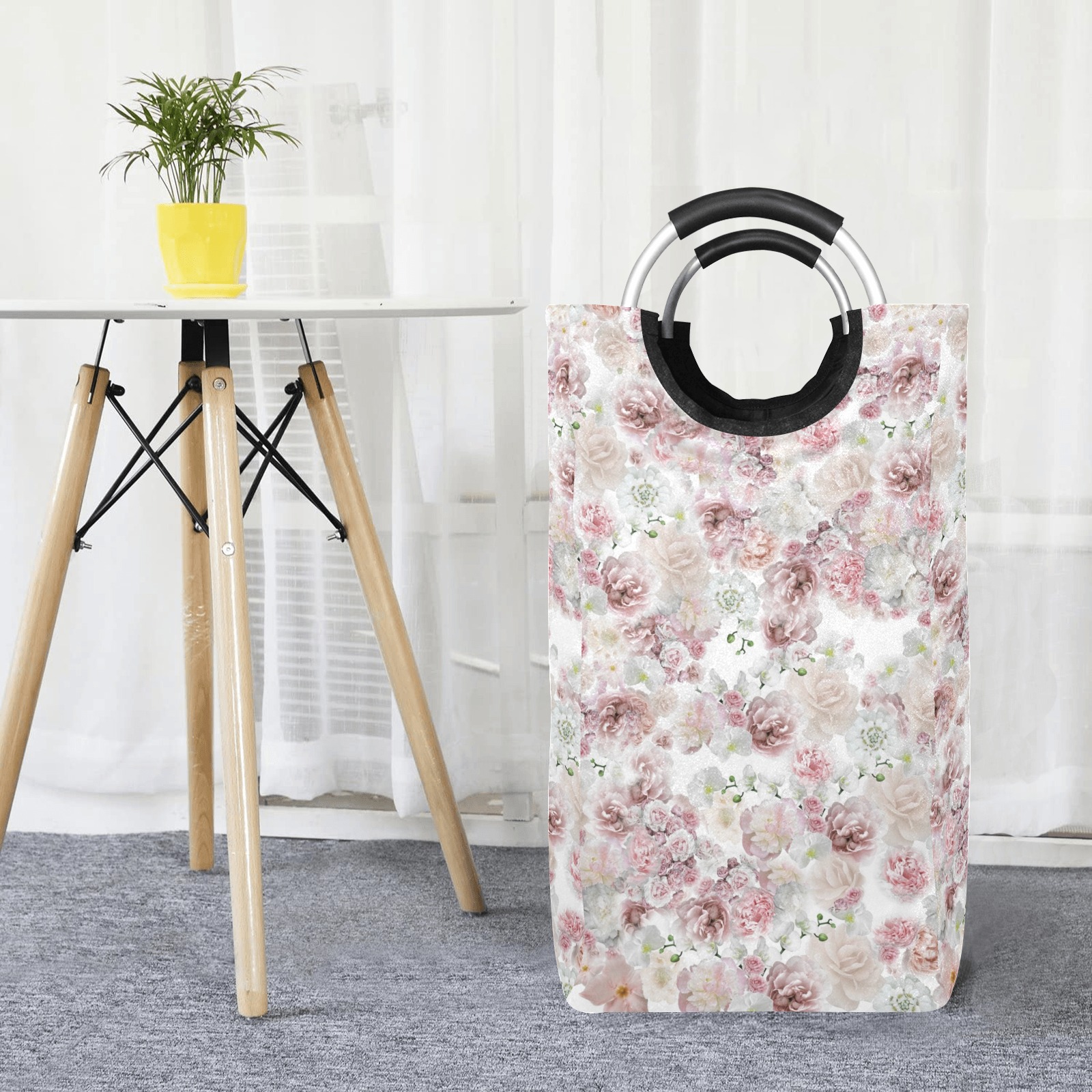 peonies pink Square Laundry Bag