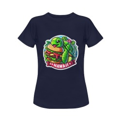 GREEN SEA TURTLE EATING BURGER 4 Women's Classic T-Shirt (Model T17）