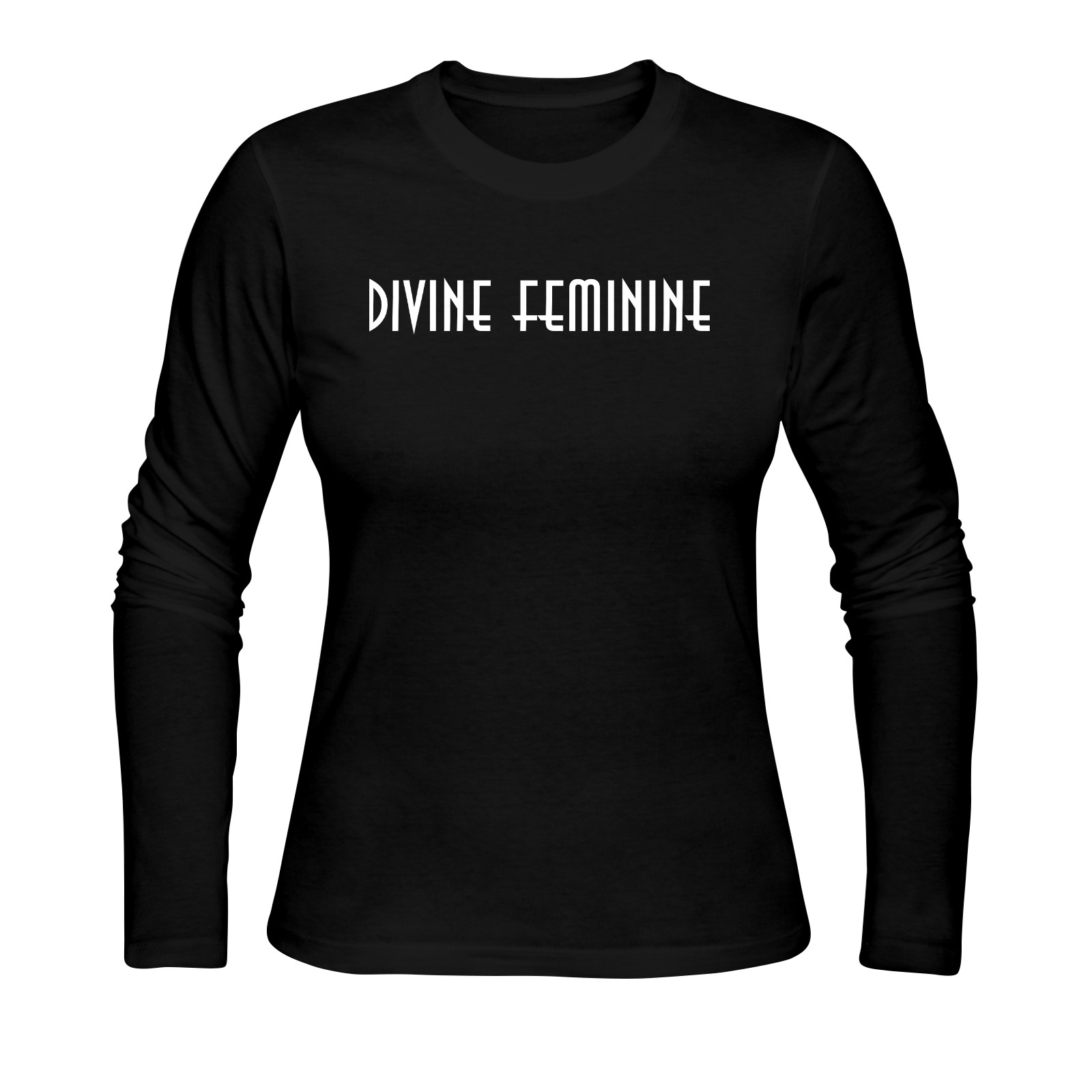 Divine Feminine Black Sunny Women's T-shirt (long-sleeve) (Model T07)