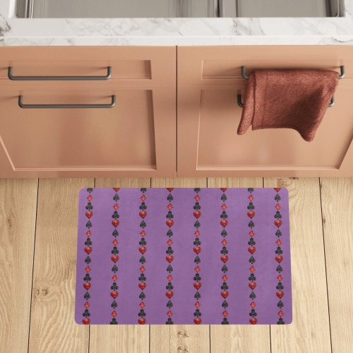 Black Red Playing Card Shapes / Purple Kitchen Mat 28"x17"