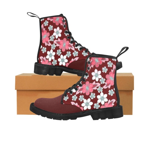 SWEET FLORAL - COLORED TOE Martin Boots for Women (Black) (Model 1203H)