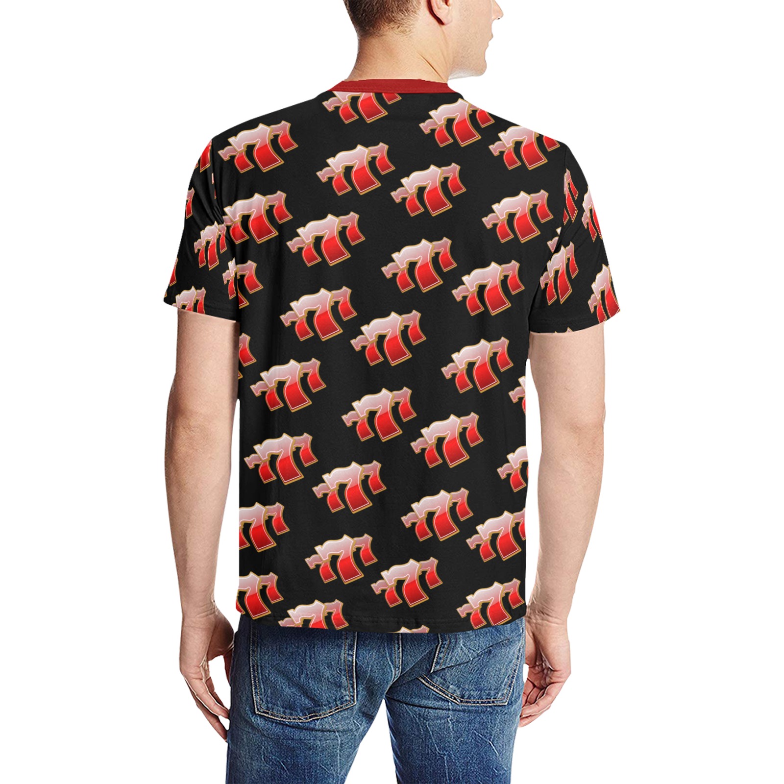 Las Vegas Lucky Sevens 777 / Men's All Over Print T-Shirt (Solid Color Neck) (Model T63)