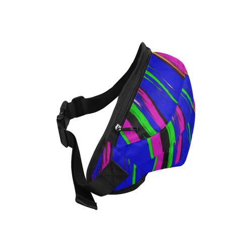 Diagonal Green Blue Purple And Black Abstract Art Fanny Pack/Large (Model 1676)