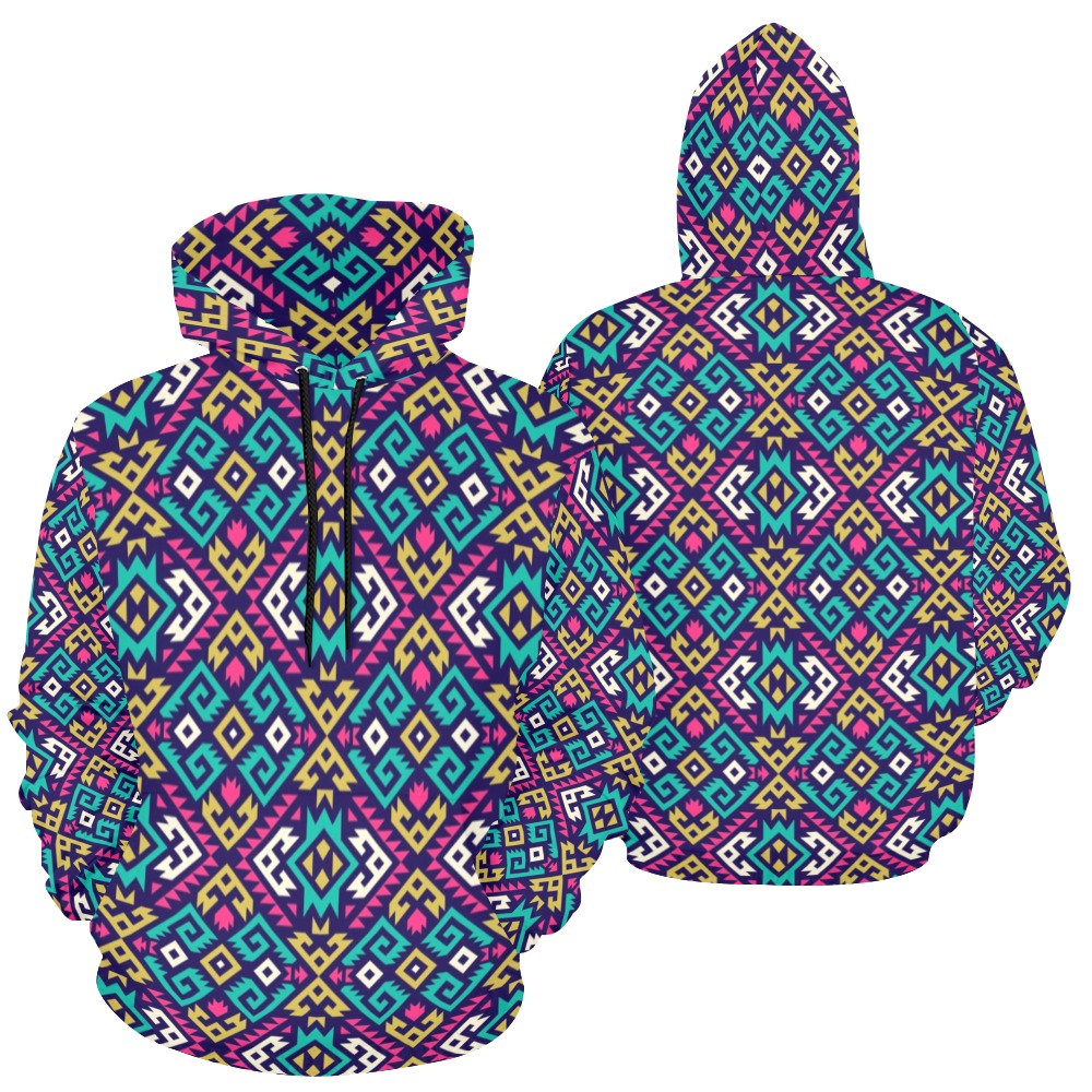 Abstract Pattern Colorful All Over Print Hoodie for Women (USA Size) (Model H13)
