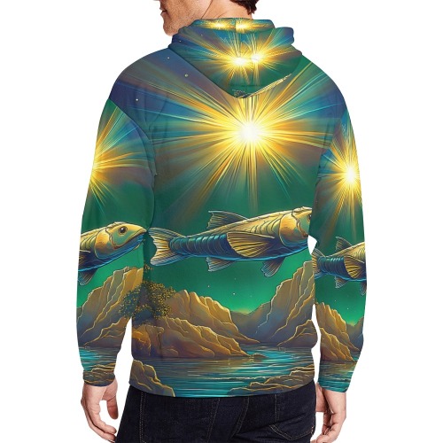 Celestial Swim All Over Print Full Zip Hoodie for Men (Model H14)