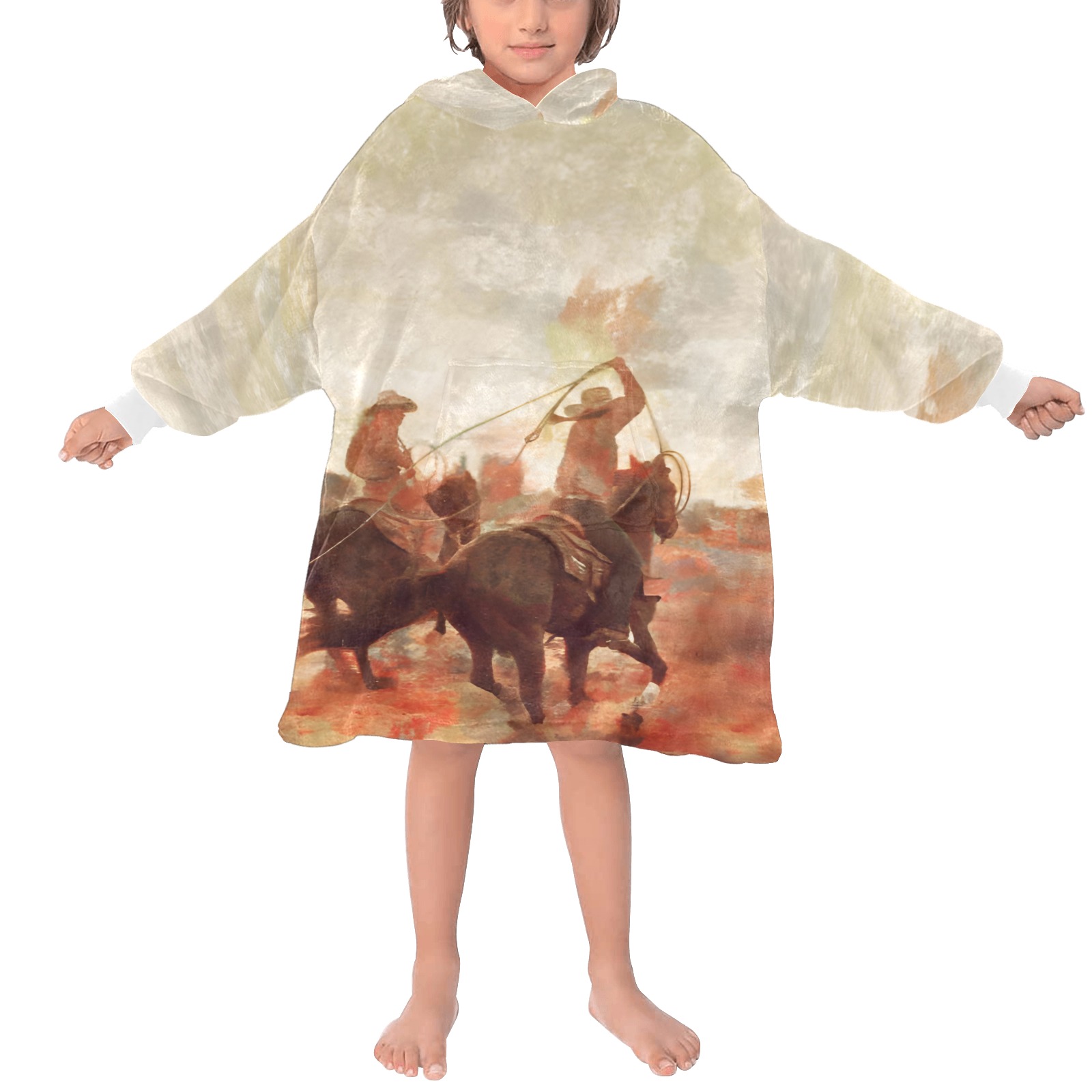 Kids Desert Cowboys Blanket Hoodie Blanket Hoodie for Kids