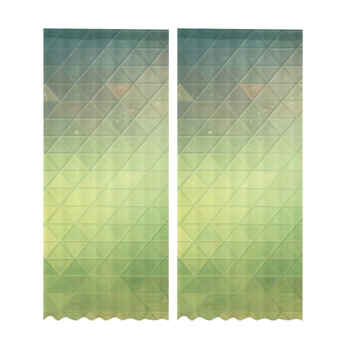 mosaic triangle 12 Gauze Curtain 28"x95" (Two-Piece)
