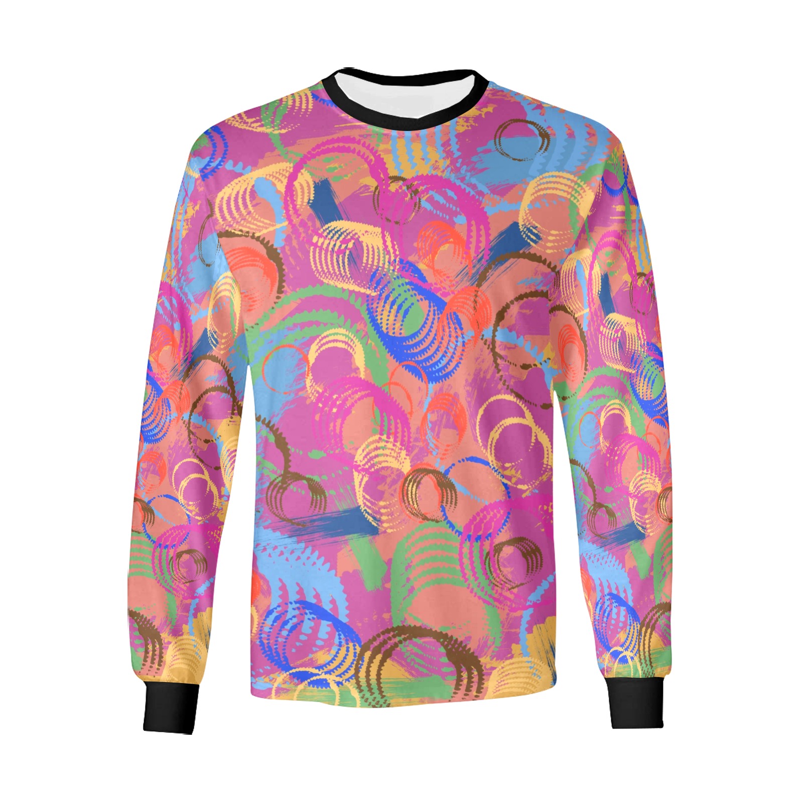 Colorful Paint and Rings Abstract Men's All Over Print Long Sleeve T-shirt (Model T51)