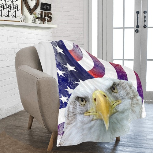 American Flag and Bald Eagle Ultra-Soft Micro Fleece Blanket 50"x60"