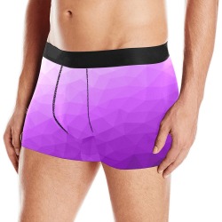 Purple gradient geometric mesh pattern Men's All Over Print Boxer Briefs (Model L10)