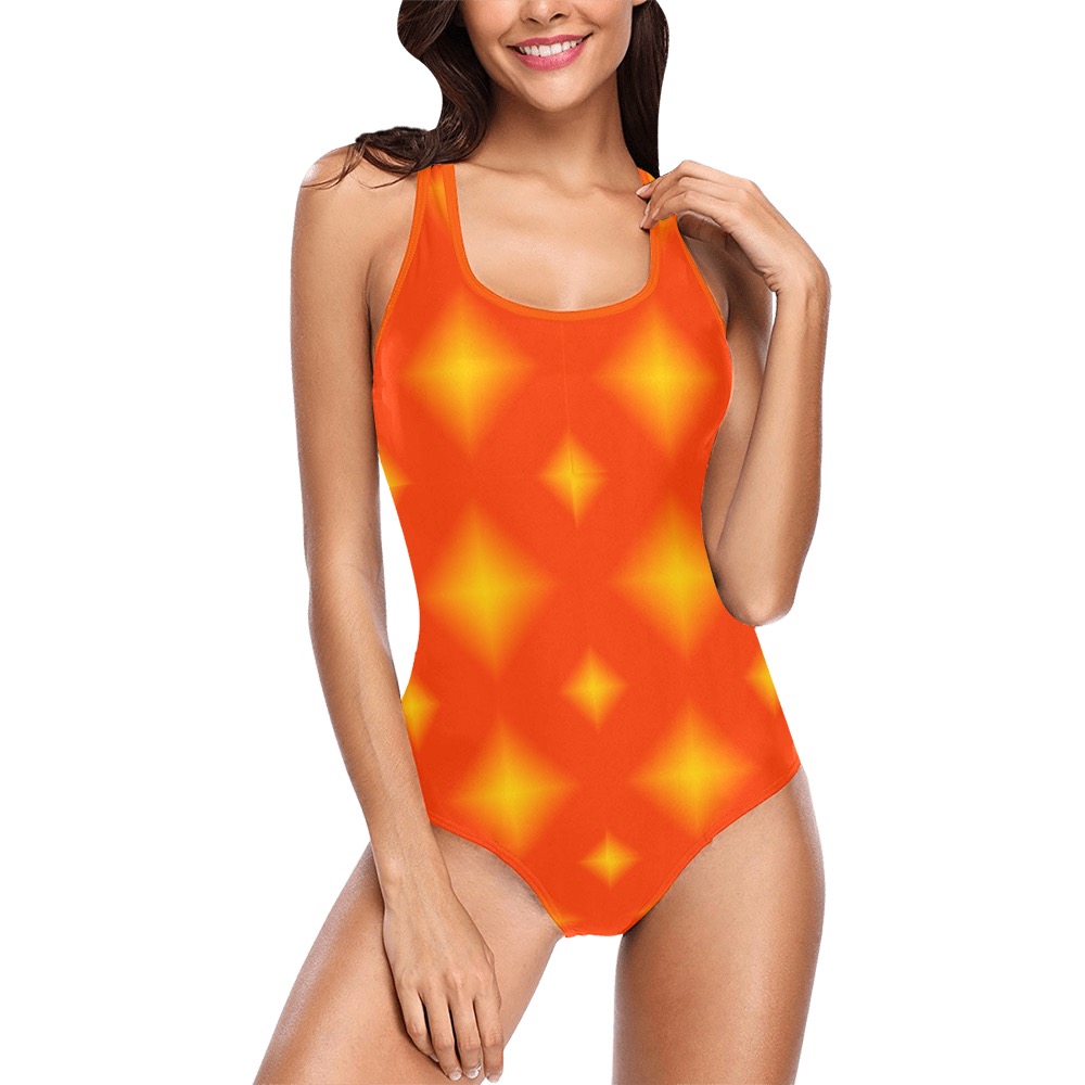 Ô Summer Citrus Diamonds Vest One Piece Swimsuit (Model S04)