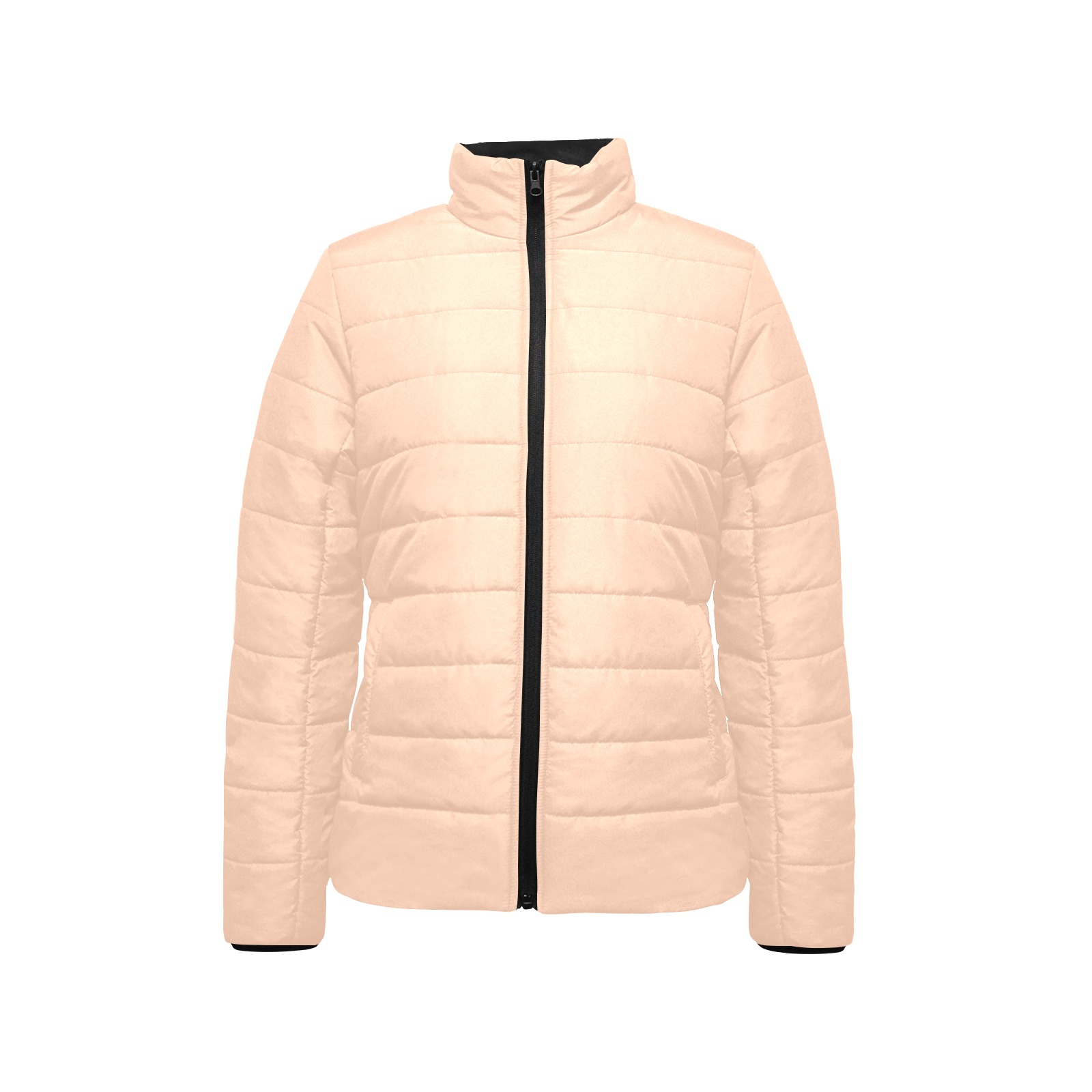 color apricot Women's Stand Collar Padded Jacket (Model H41)