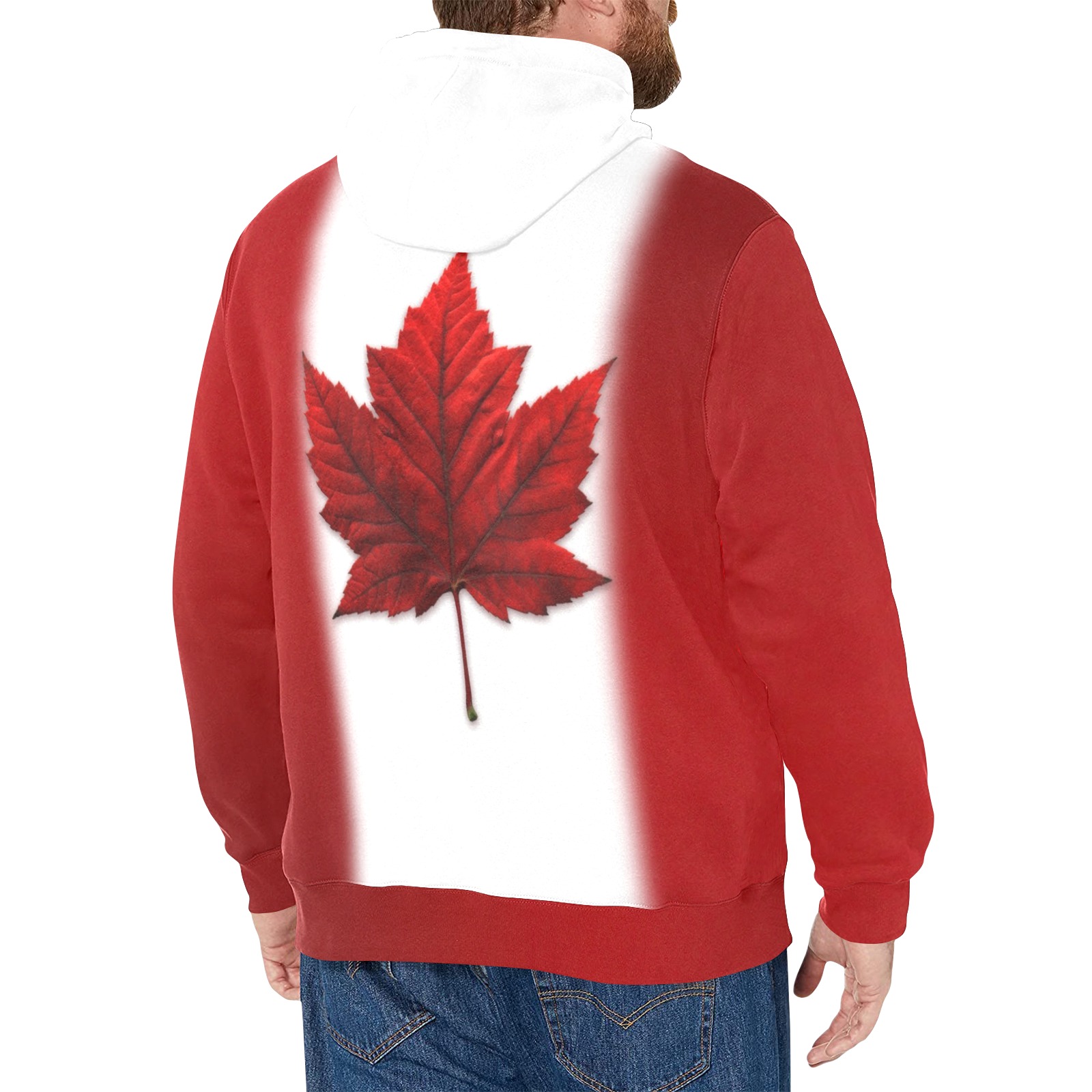 Canada Flag Men's Long Sleeve Fleece Hoodie (Model H55)