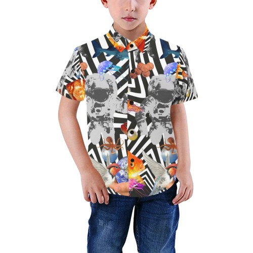 POINT OF ENTRY 2 Boys' All Over Print Short Sleeve Shirt (Model T59)