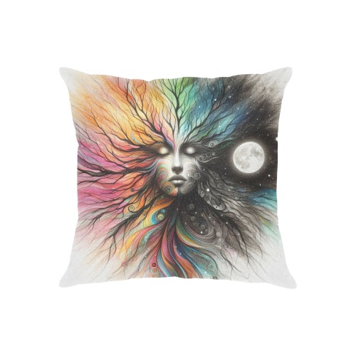 Moon Goddess Linen Zippered Pillowcase 18"x18"(Two Sides)