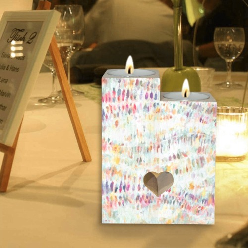 Watercolor, pastel color, Wooden Candle Holder (Without Candle)