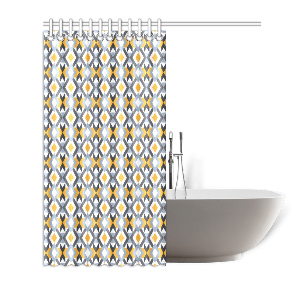 Retro Angles Abstract Geometric Pattern Shower Curtain 66"x72"