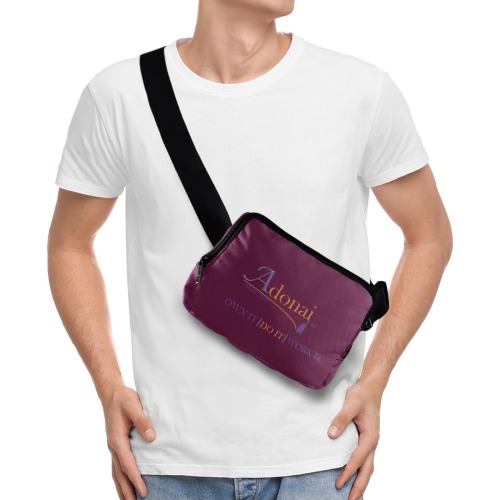 Adonai Belt Bag Burgundy Belt Bag (Model 1744)