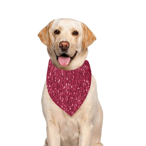 Magenta dark pink red faux sparkles glitter Pet Dog Bandana/Large Size