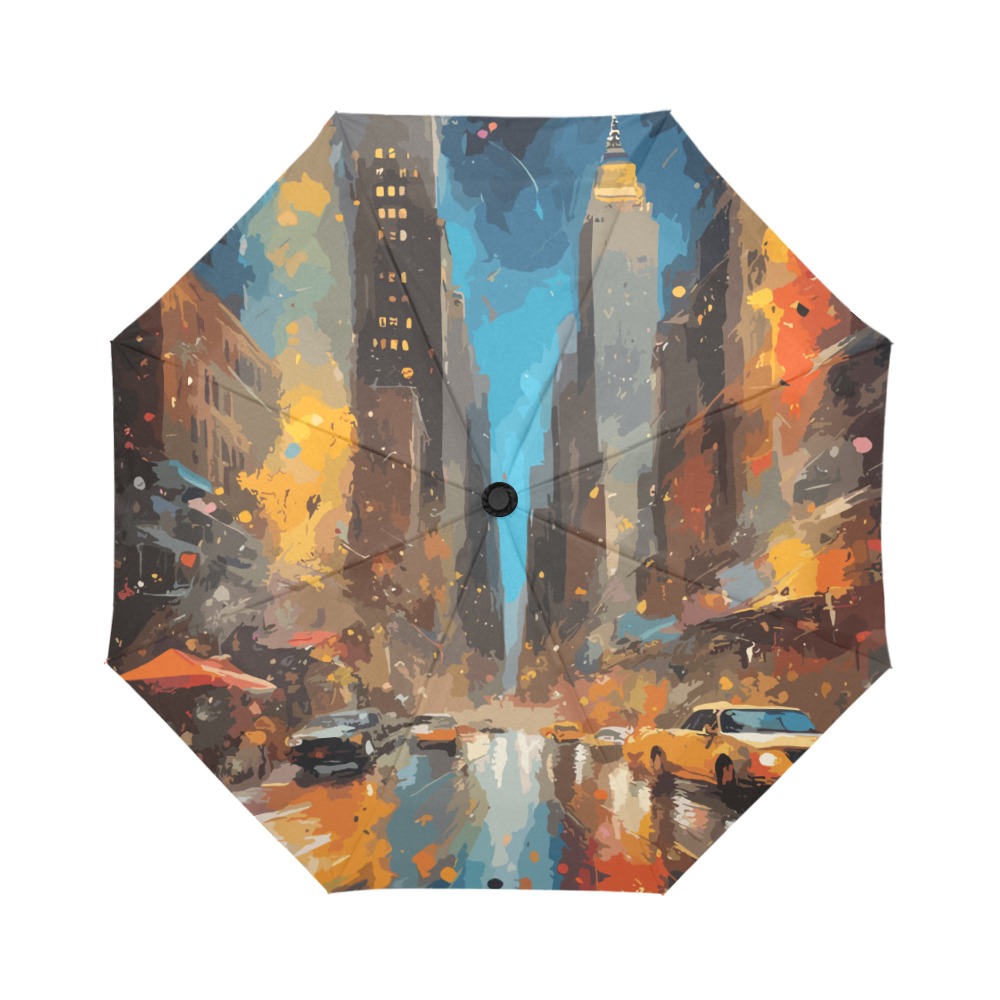 New York City street fantasy cool colorful art Auto-Foldable Umbrella (Model U04)