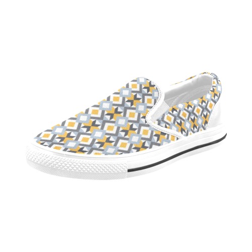 Retro Angles Abstract Geometric Pattern Slip-on Canvas Shoes for Kid (Model 019)