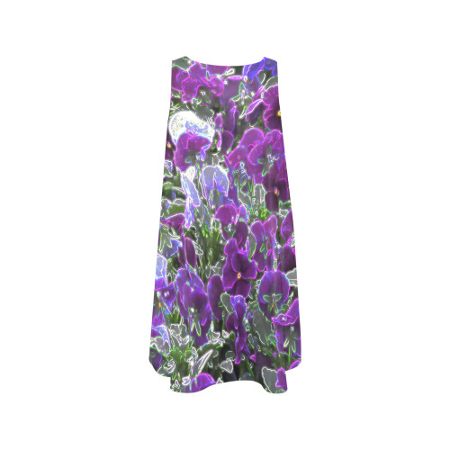 Field Of Purple Flowers 8420 Sleeveless A-Line Pocket Dress (Model D57)