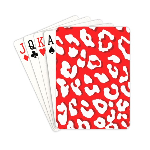 White Leopard Print Red Playing Cards 2.5"x3.5"