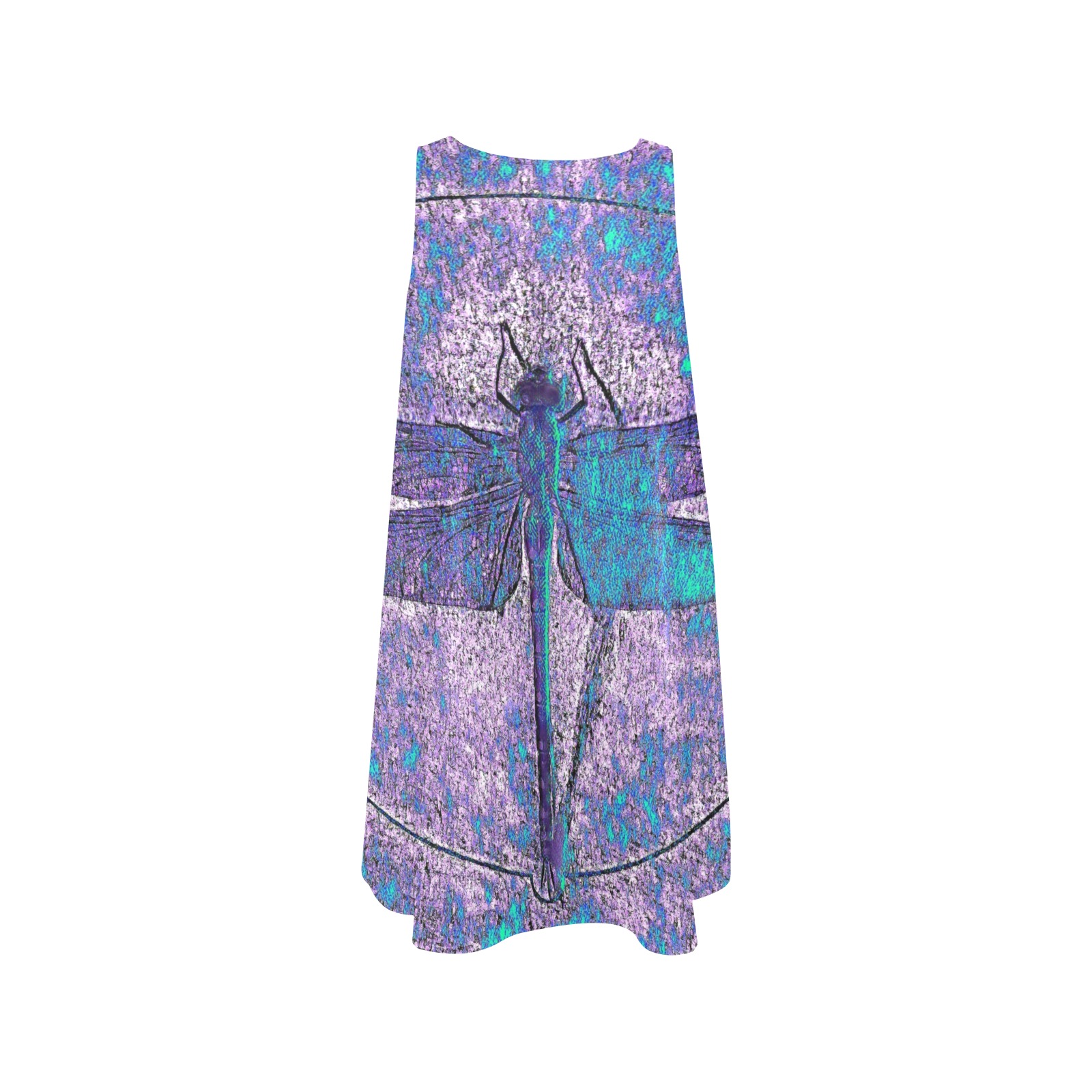 Blue Dragon Fly Sleeveless A-Line Pocket Dress (Model D57)
