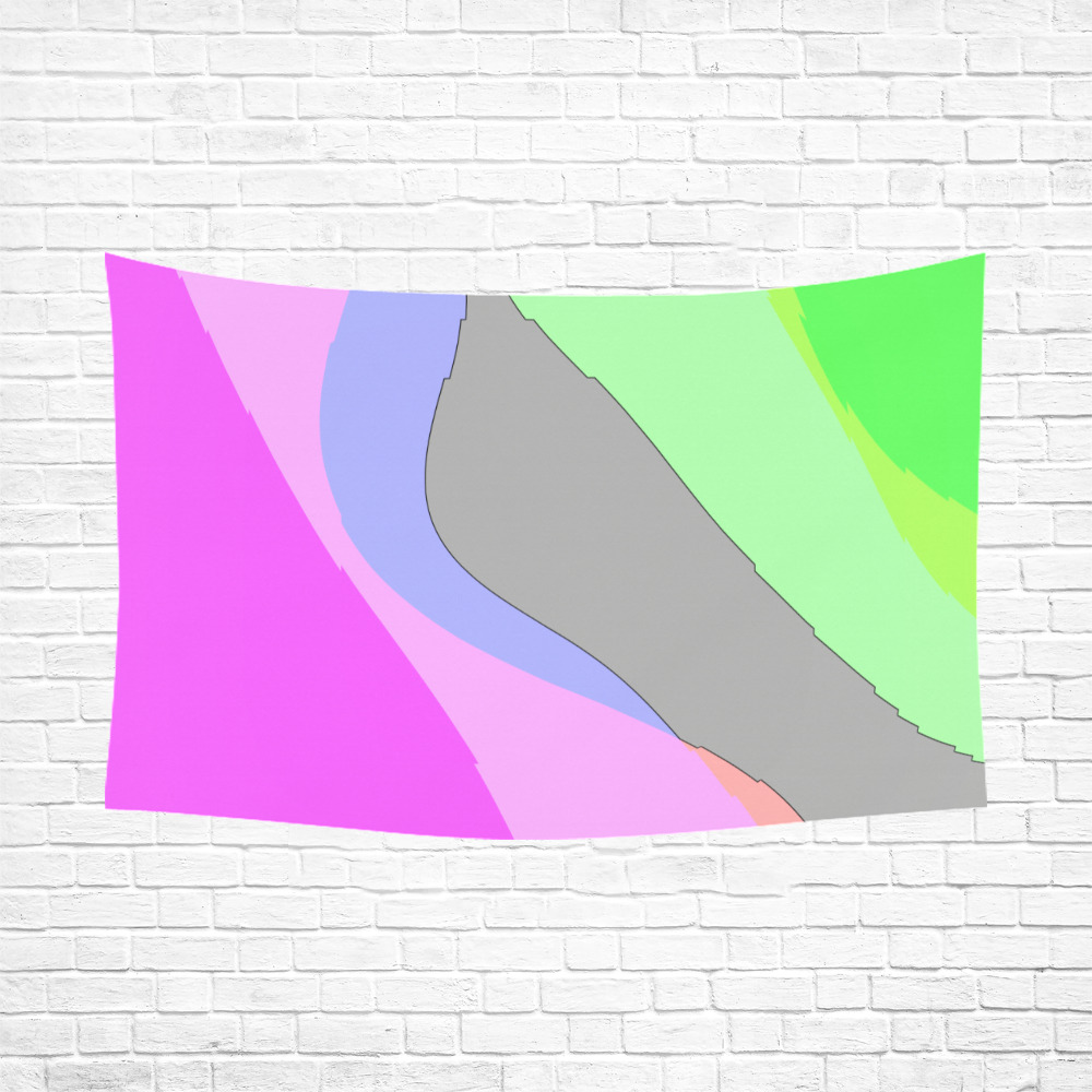 Abstract 703 - Retro Groovy Pink And Green Polyester Peach Skin Wall Tapestry 90"x 60"
