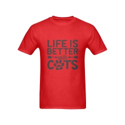 life is better with cats Men's T-Shirt in USA Size (Front Printing Only)
