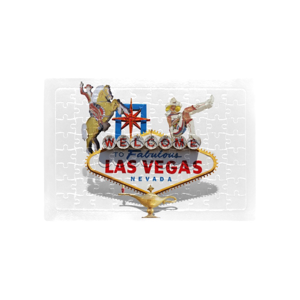 Las Vegas Welcome Sign Icons A4 Size Jigsaw Puzzle (Set of 80 Pieces)