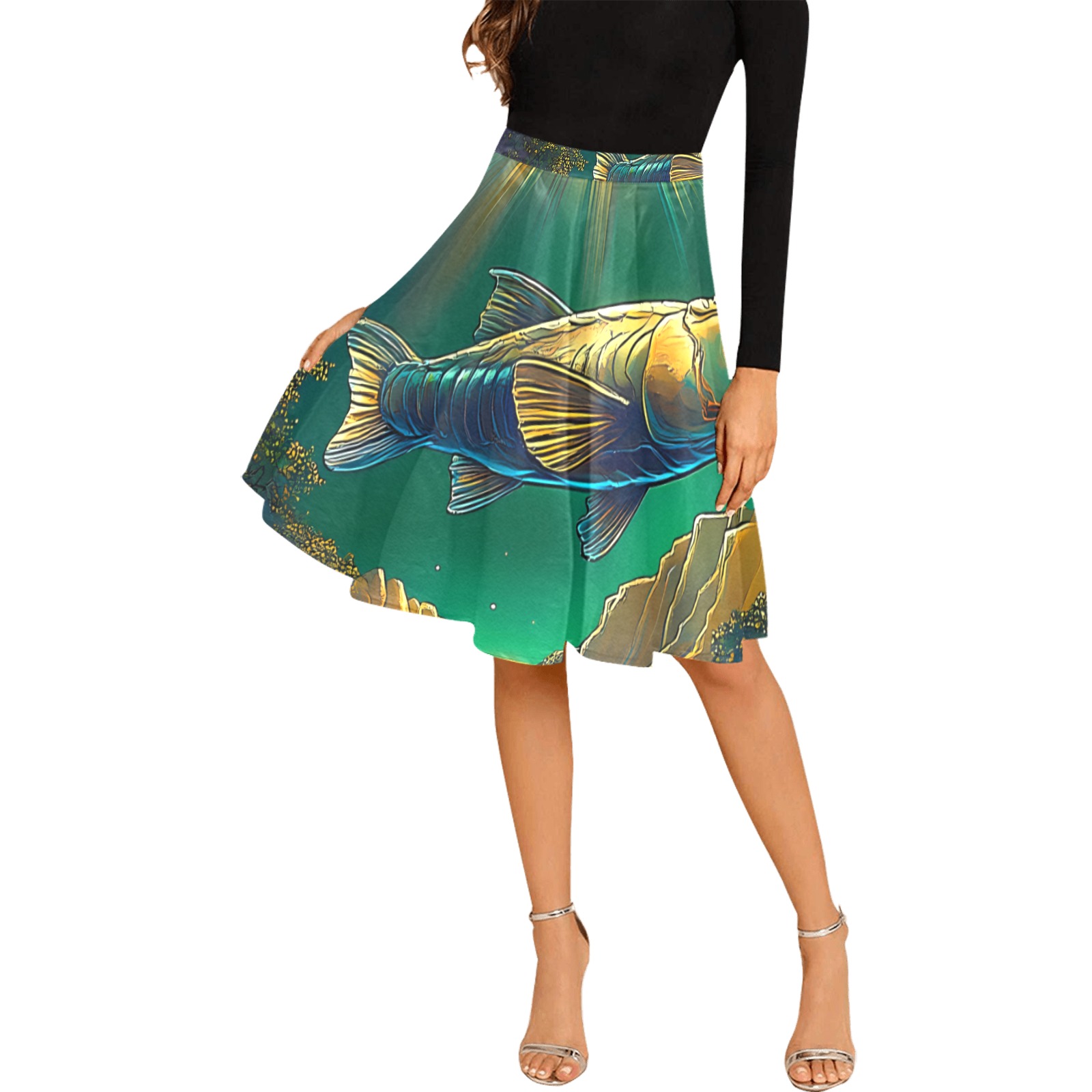 Celestial Swim Melete Pleated Midi Skirt (Model D15)