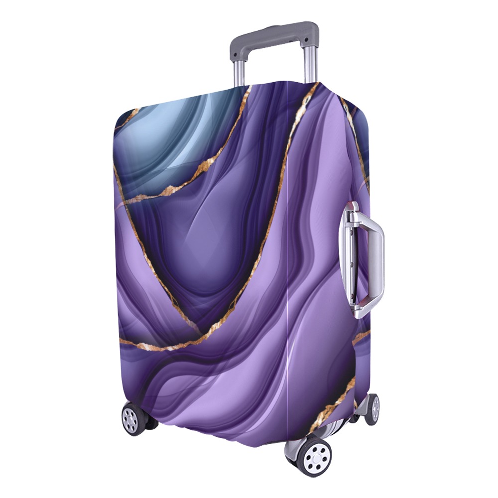 Large Purple Waves Luggage Cover Luggage Cover/Large 26"-28"