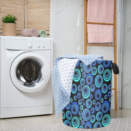Retro Psychedelic Pretty Blue Pattern Laundry Bag (Large)