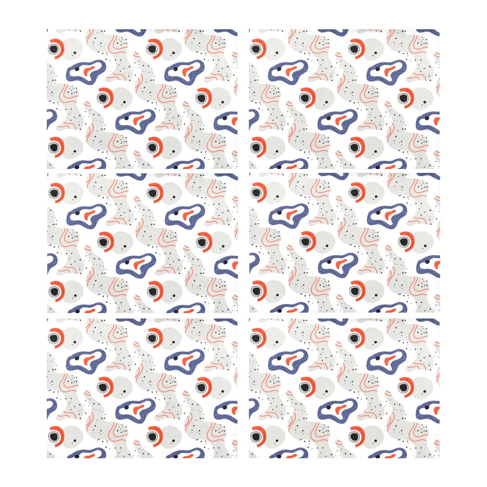 Elegant Abstract Mid Century Pattern Placemat 14’’ x 19’’ (Set of 6)