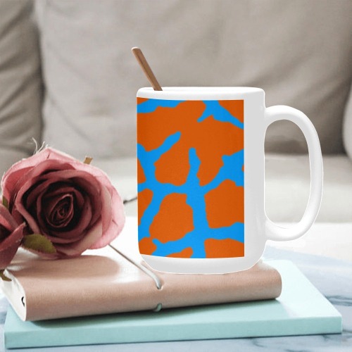 Giraffe Print Orange Cyan Custom Ceramic Mug (15OZ)