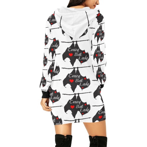 Crazy Bat Lady Hoodie - Mini All Over Print Hoodie Mini Dress (Model H27)