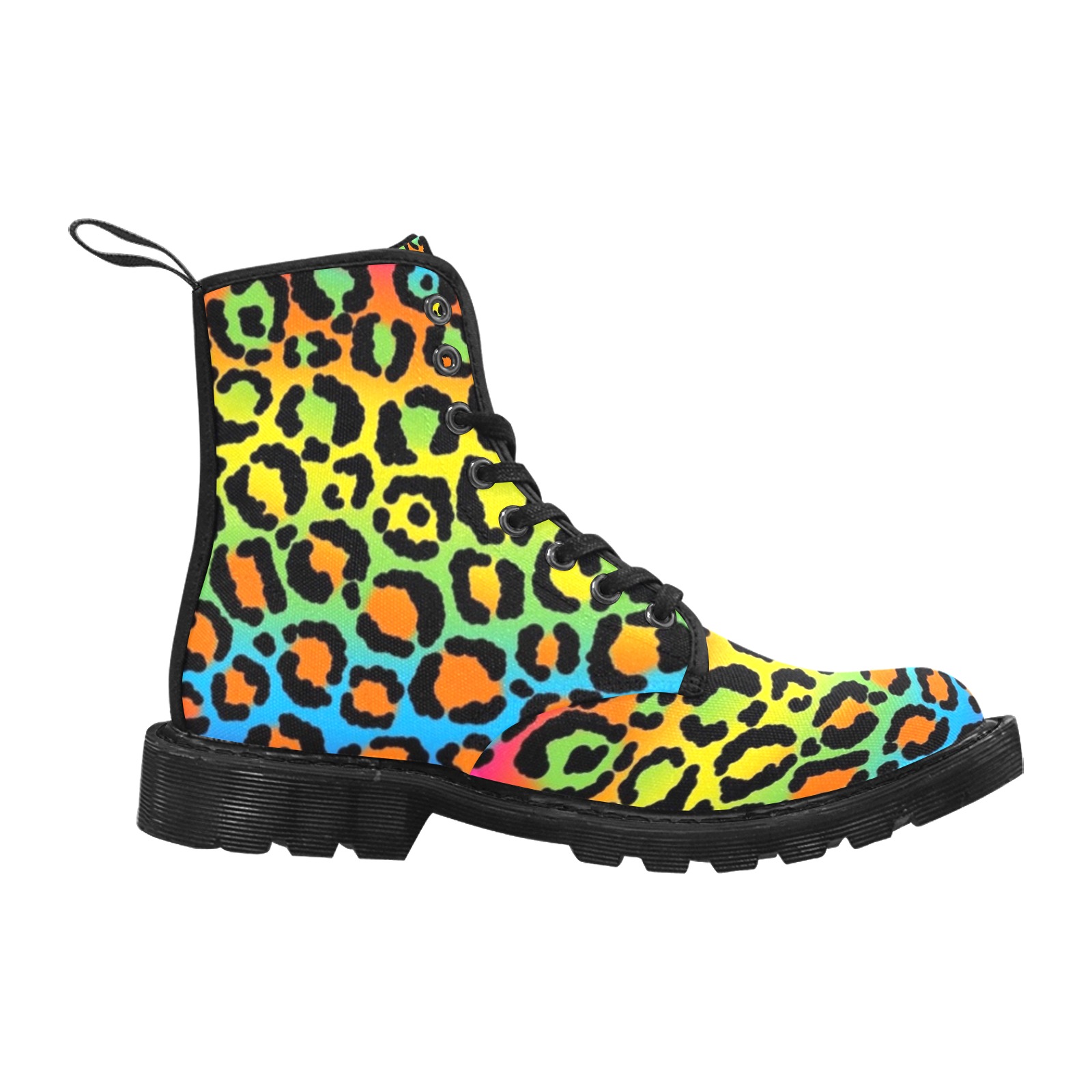 Rainbow Leopard Martin Boots for Women (Black) (Model 1203H)