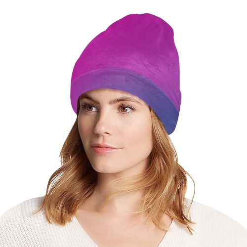 Diagonal Ombre Pink All Over Print Beanie for Adults