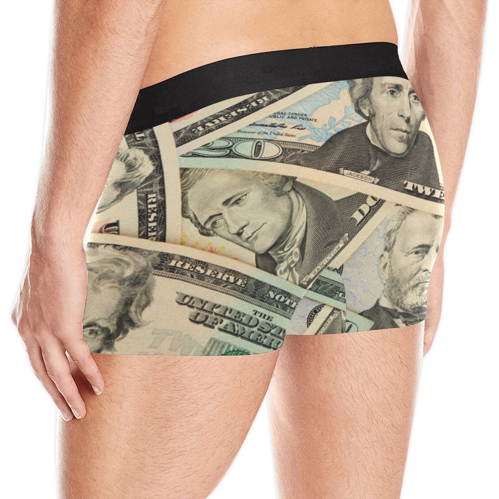 US PAPER CURRENCY Men's Boxer Briefs w/ Custom Waistband (Merged Design) (Model L10)