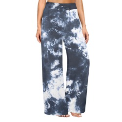 Dark_blue_watercolor_stains_22 Women's Wide Leg Lounge Pants (Model L77)