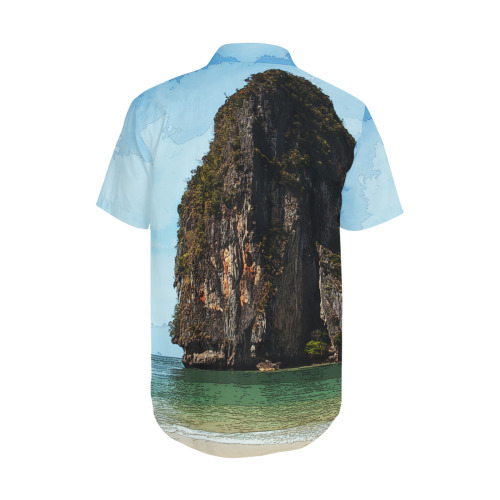 Phra-Nang Krabi Thailand Men's Short Sleeve Shirt with Lapel Collar (Model T54)