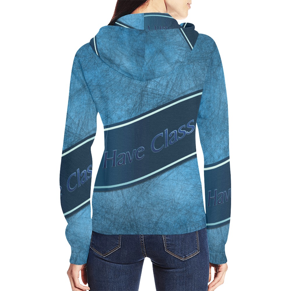 I Have Class All Over Print Full Zip Hoodie for Women (Model H14)