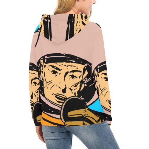 astronaut All Over Print Hoodie for Women (USA Size) (Model H13)