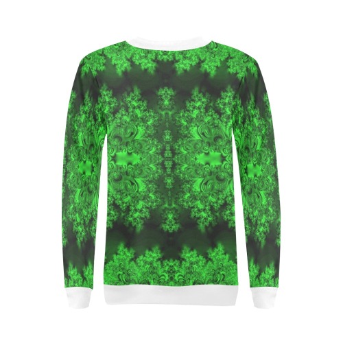 Frost on the Evergreens Fractal All Over Print Crewneck Sweatshirt for Women (Model H18)