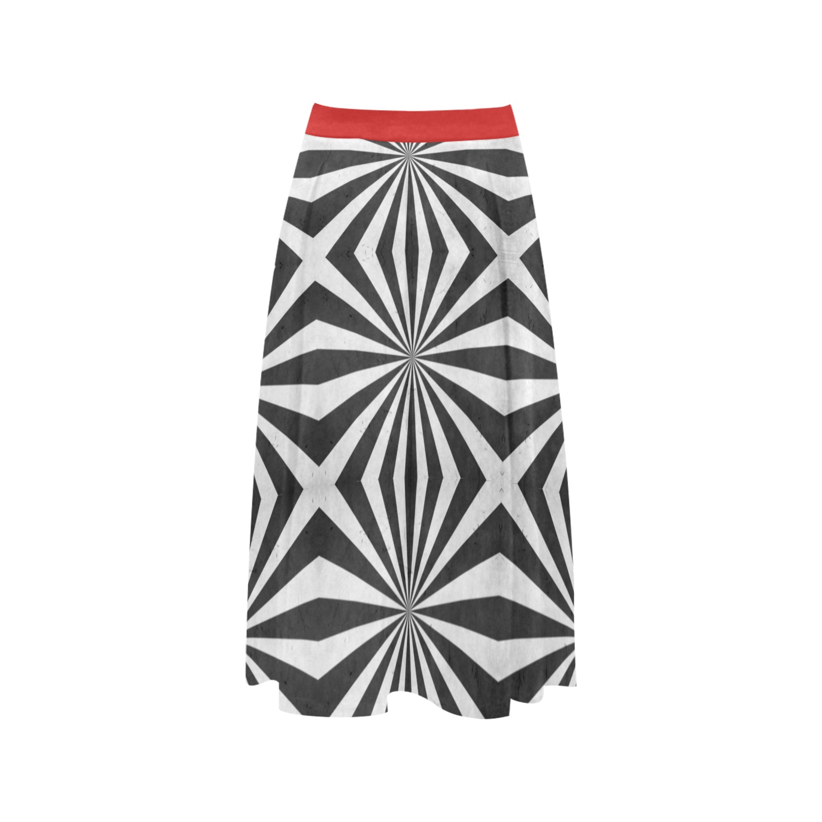 Geometric Blk & White Mnemosyne Women's Crepe Skirt (Model D16)