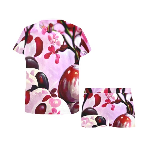 Abstract Cherries Women's Short Pajama Set