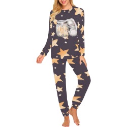 Sleeping Bunny with Stars Women's All Over Print Pajama Set